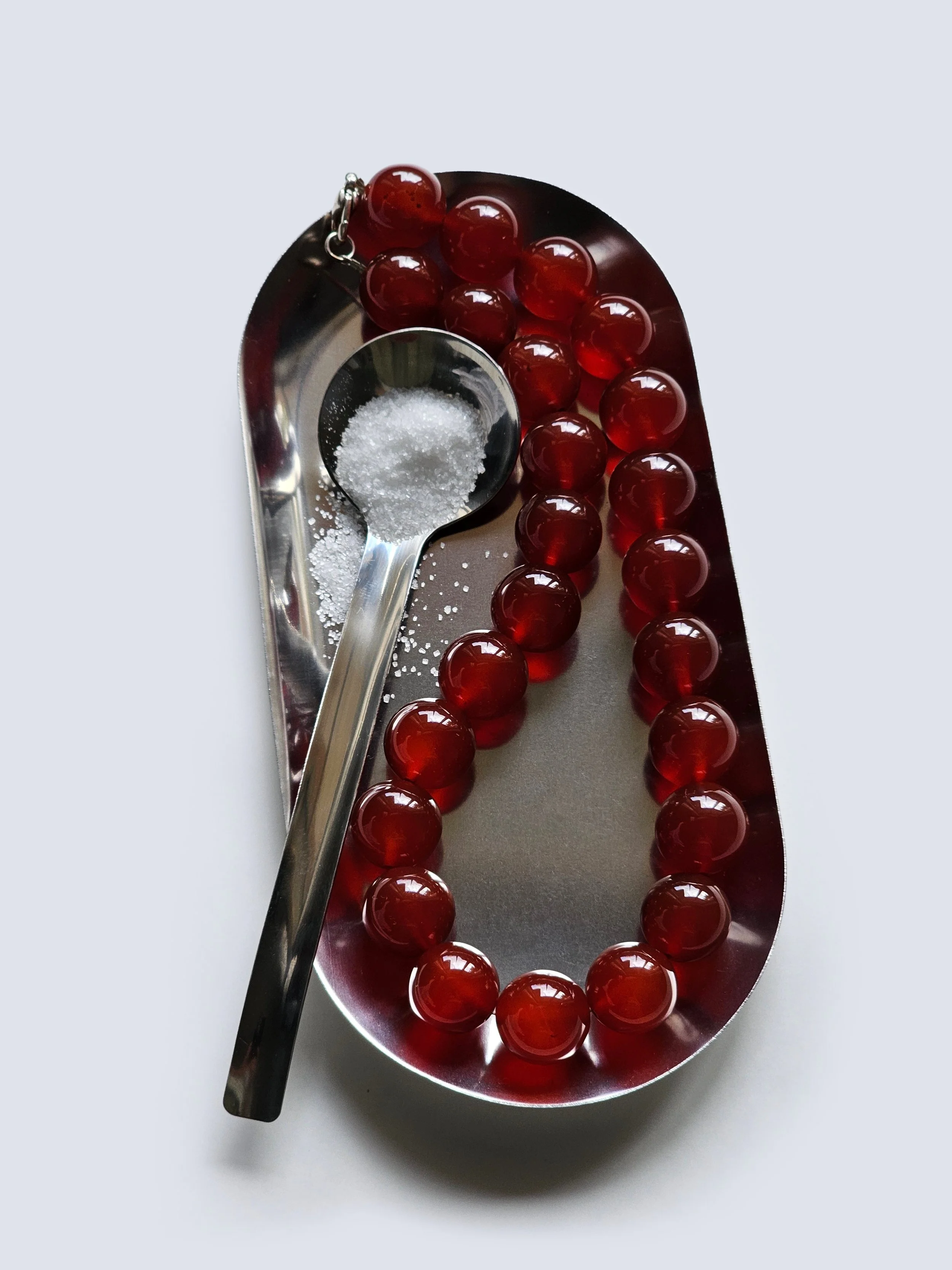 Red glass beads