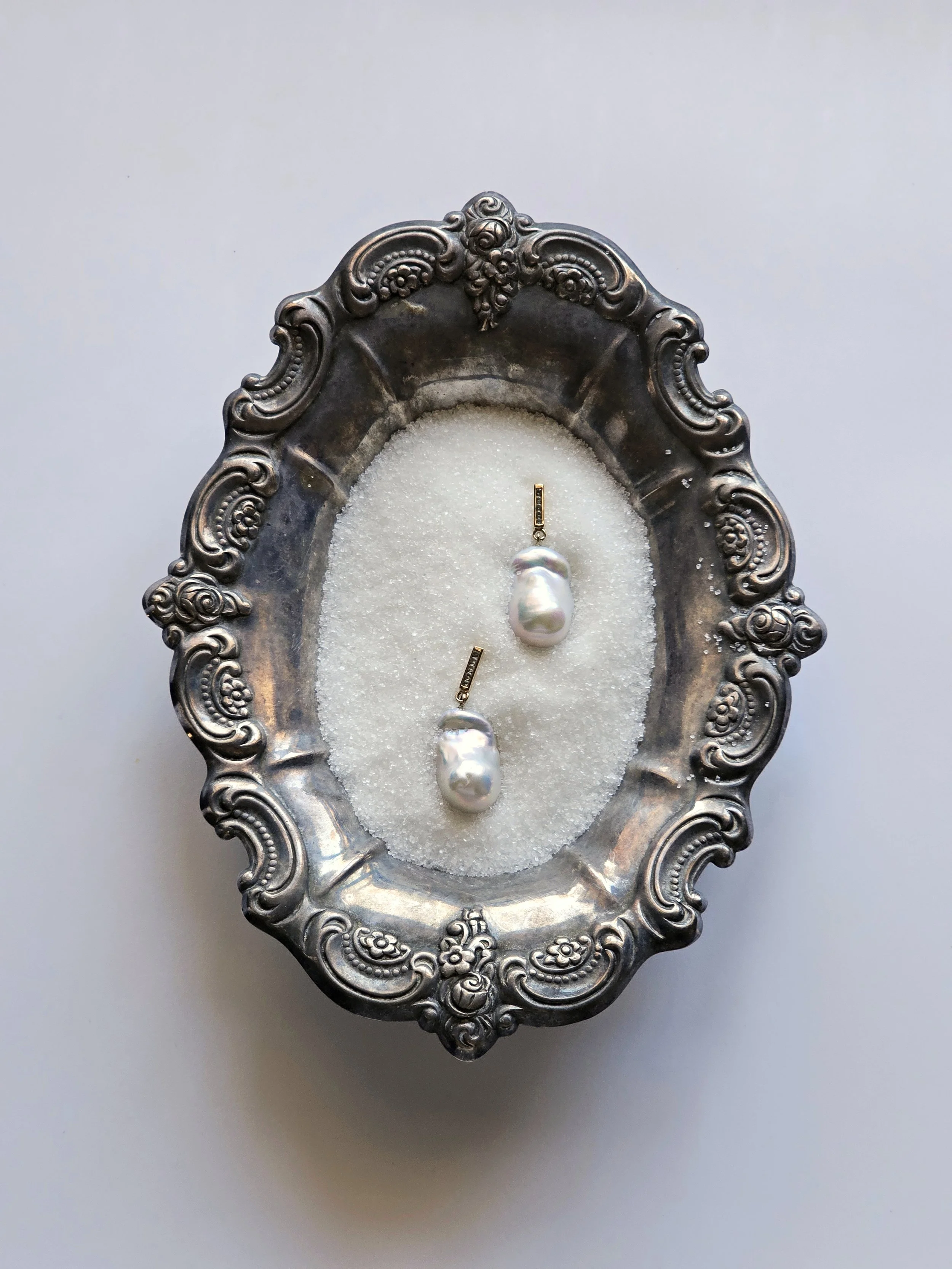 Baroque pearls and silver