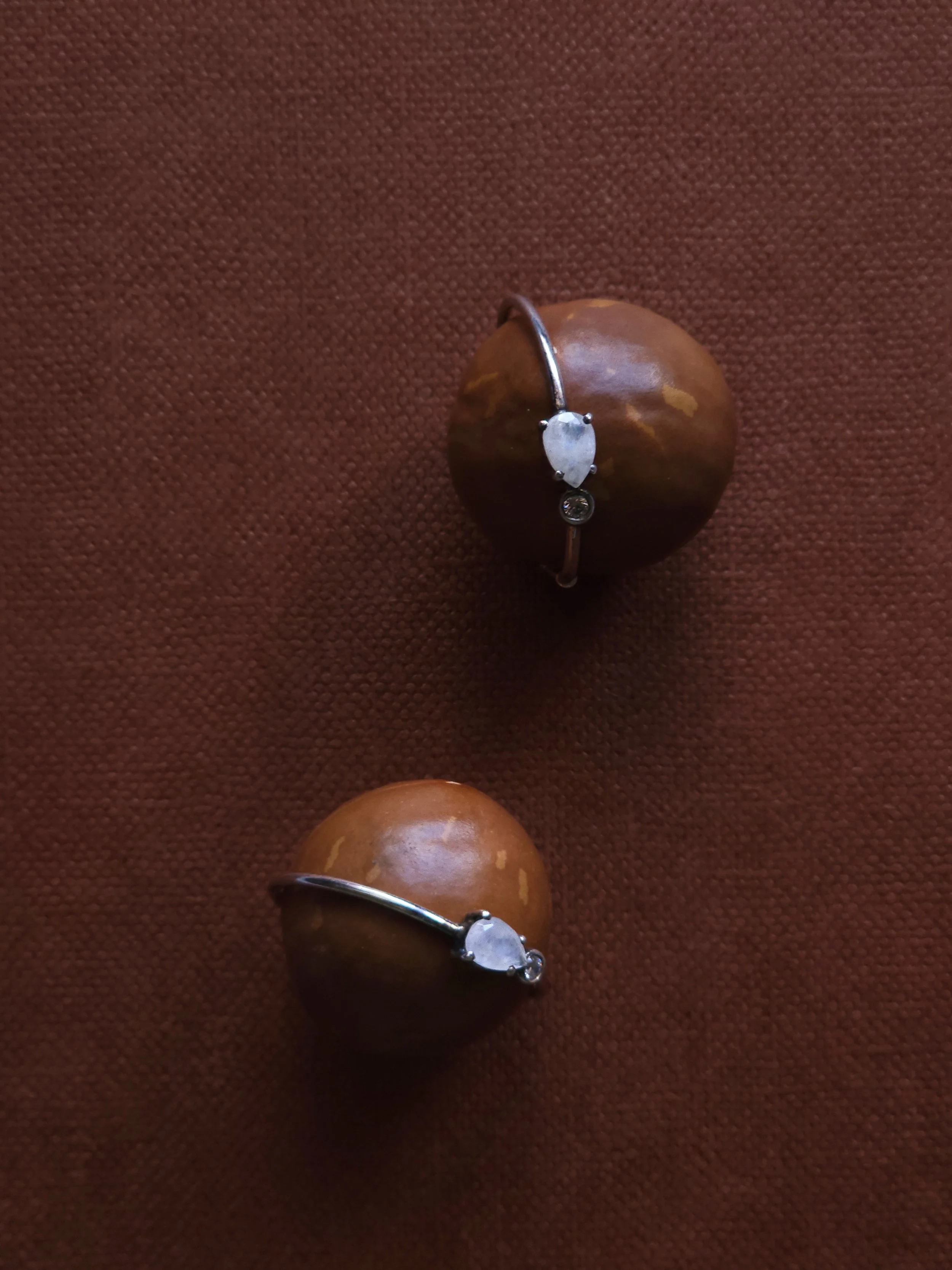 maccadamia nut diamond earrings
