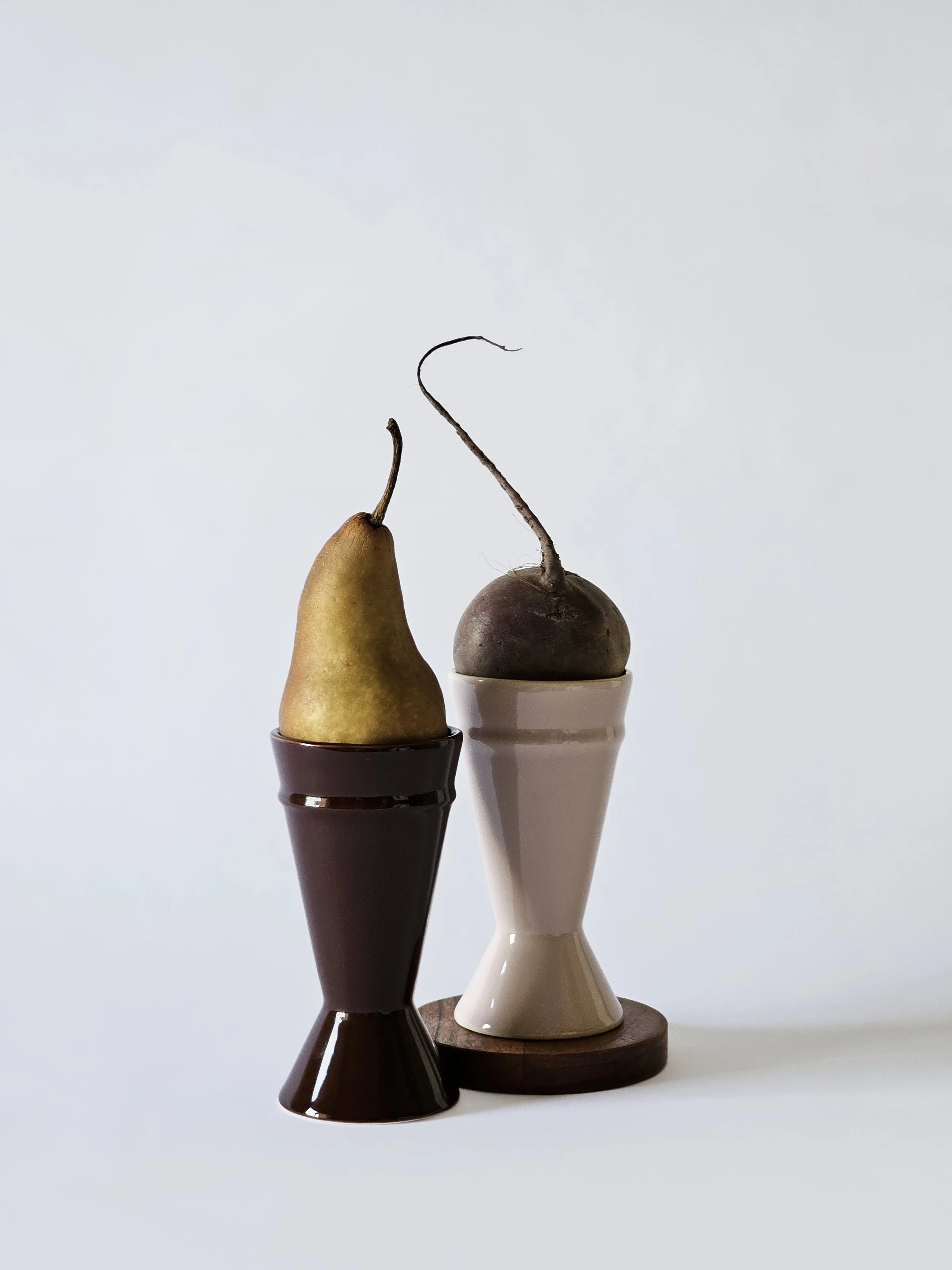 coffee cups with fruit and vegetables