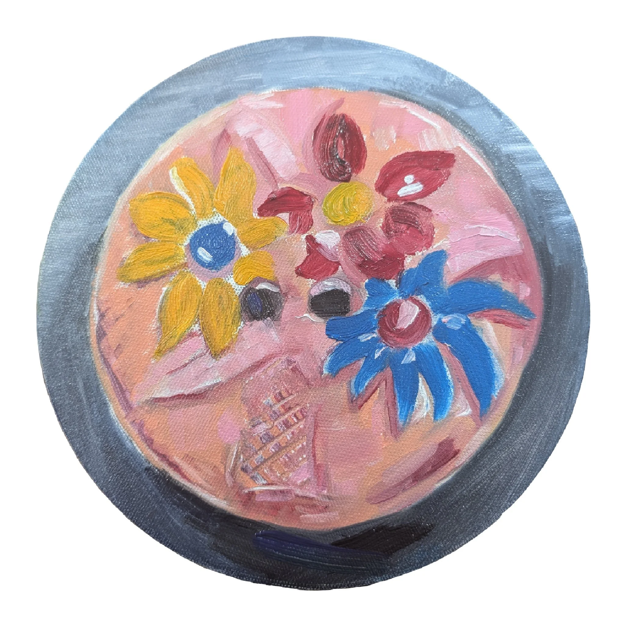 Sasha Rose Button study with florals 20.3cm oil on canvas .jpg