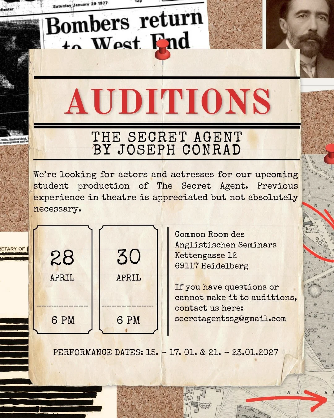 Join the Cast of The Secret Agent!

We&rsquo;re looking for actors and actresses for our upcoming student production of Joseph Conrad&rsquo;s spy novel!

No prior acting experience required. We&rsquo;re always excited to meet new talent!

🎭 Audition