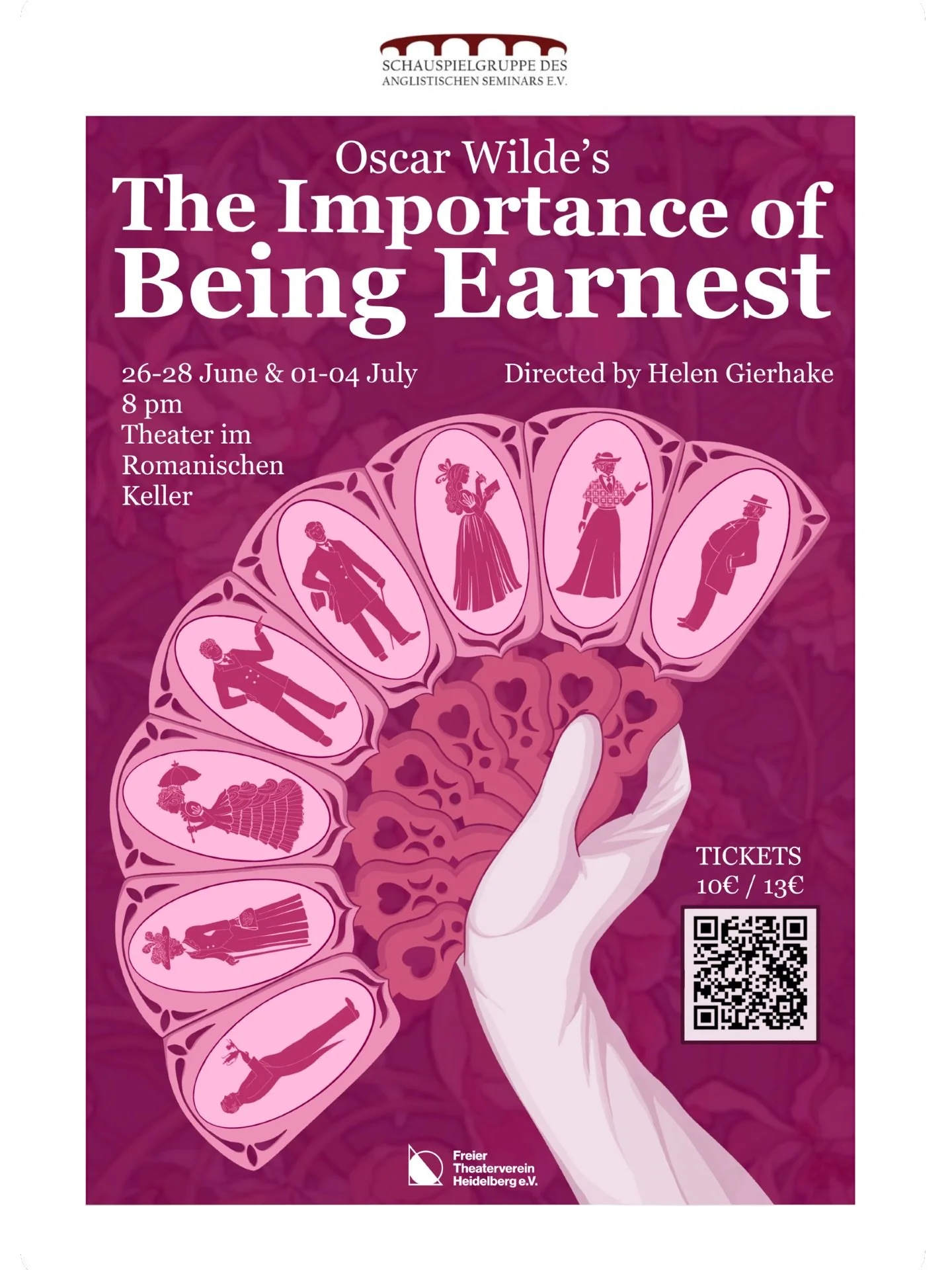 Book your tickets now through the link in the bio! 🎟️ 
✨The Importance of Being Earnest by Oscar Wilde✨

🗓️ 26-28 June &amp; 1-4 July
📍8 pm at the Theatre im Romanischen Keller

A Trivial Comedy for Serious People

Mr. Jack Worthing leads a double