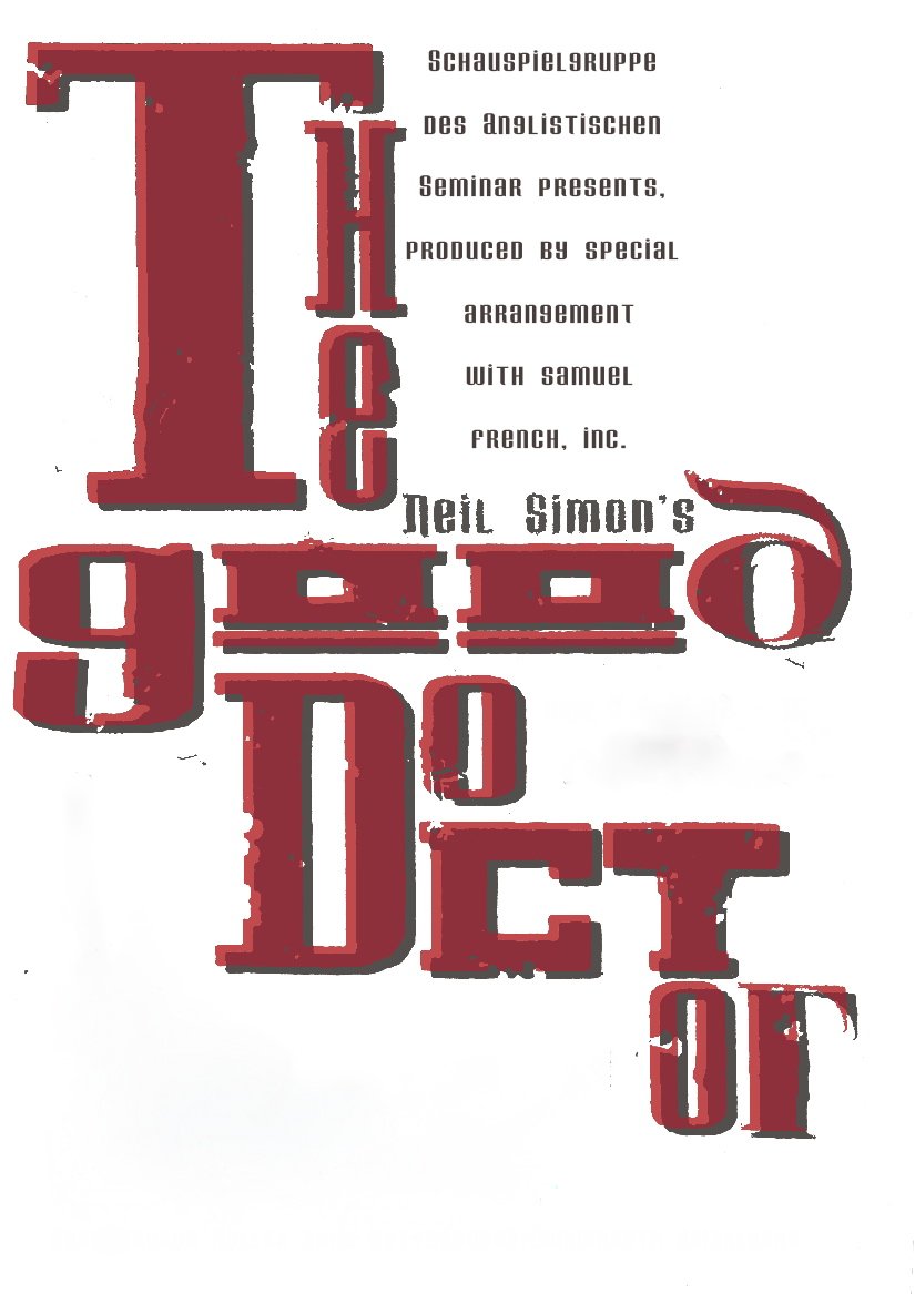 Poster for a theatrical production of Neil Simon's 'The Odd Couple' presented by the actor group of the English seminar, produced by a special arrangement, with Samuel French, Inc.