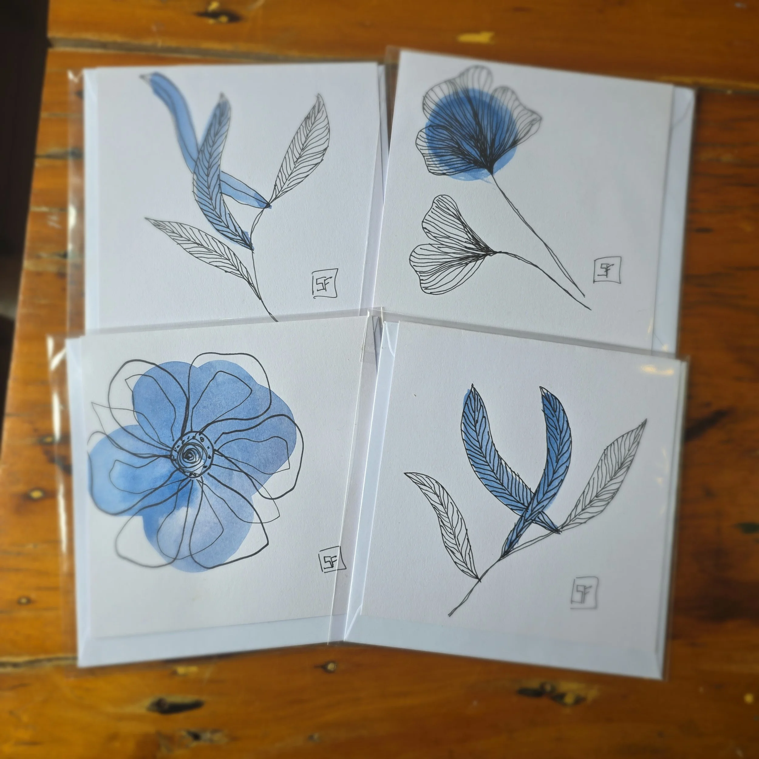 Set of 4 Wash n Ink Blue