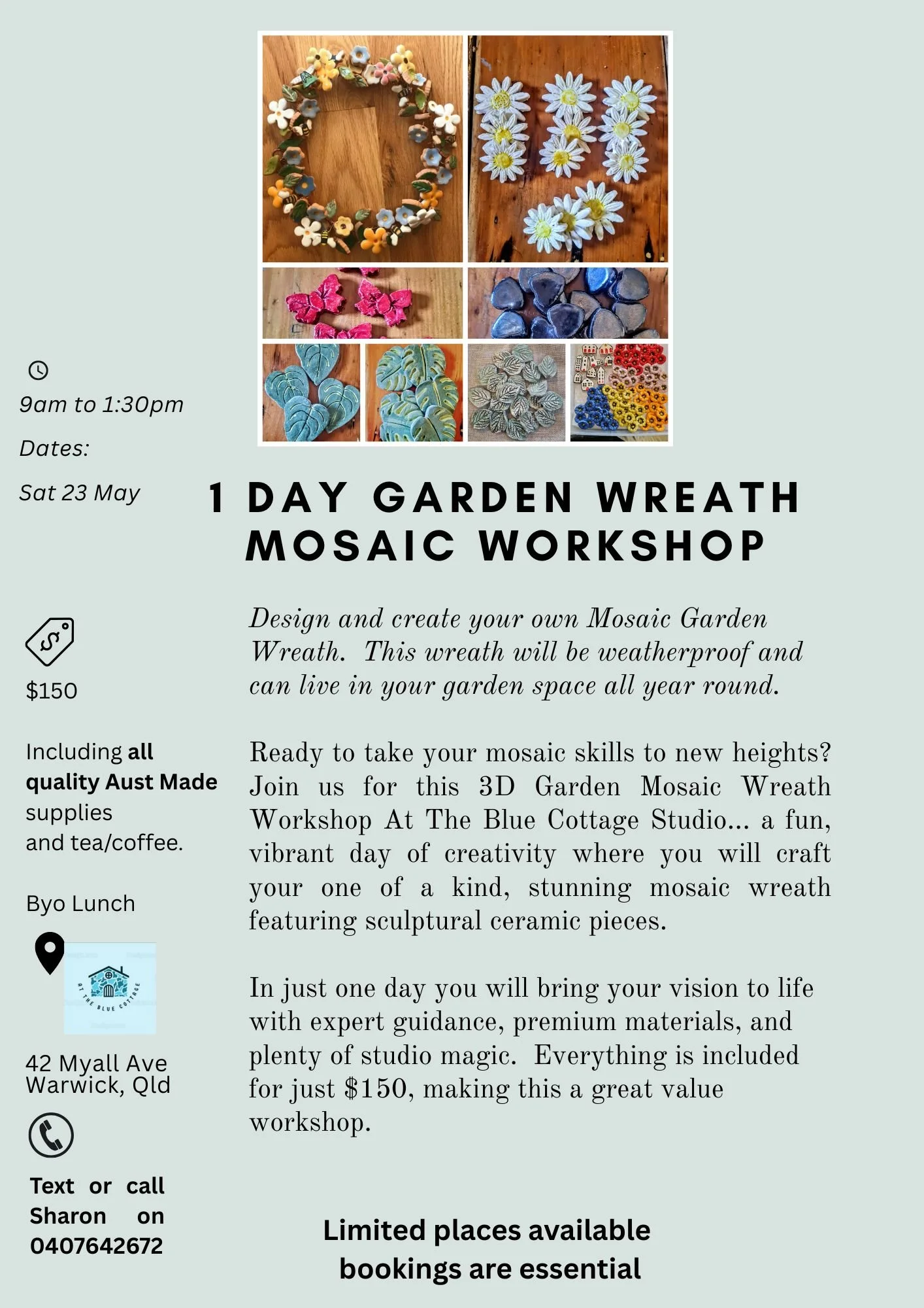 1 Day Garden Wreath Mosaic Workshop