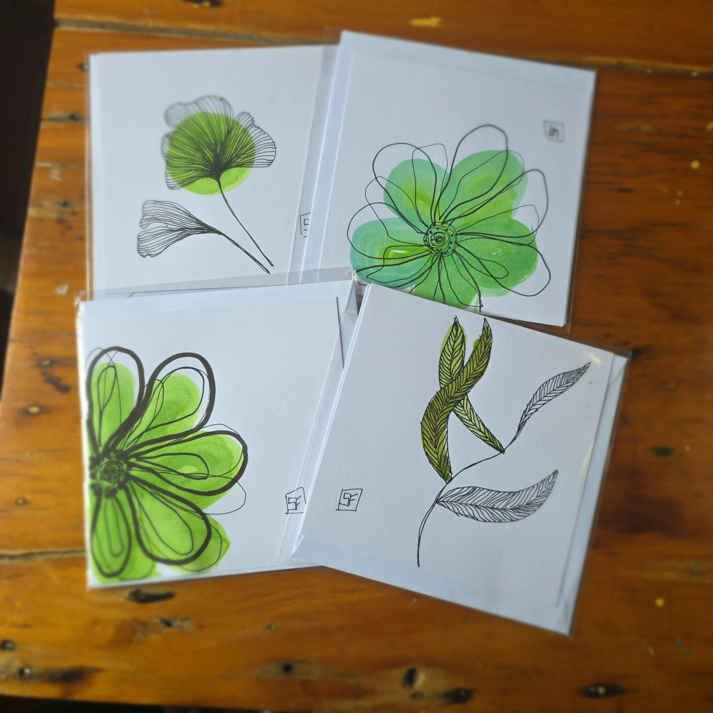 Set of 4 Wash n Ink Green