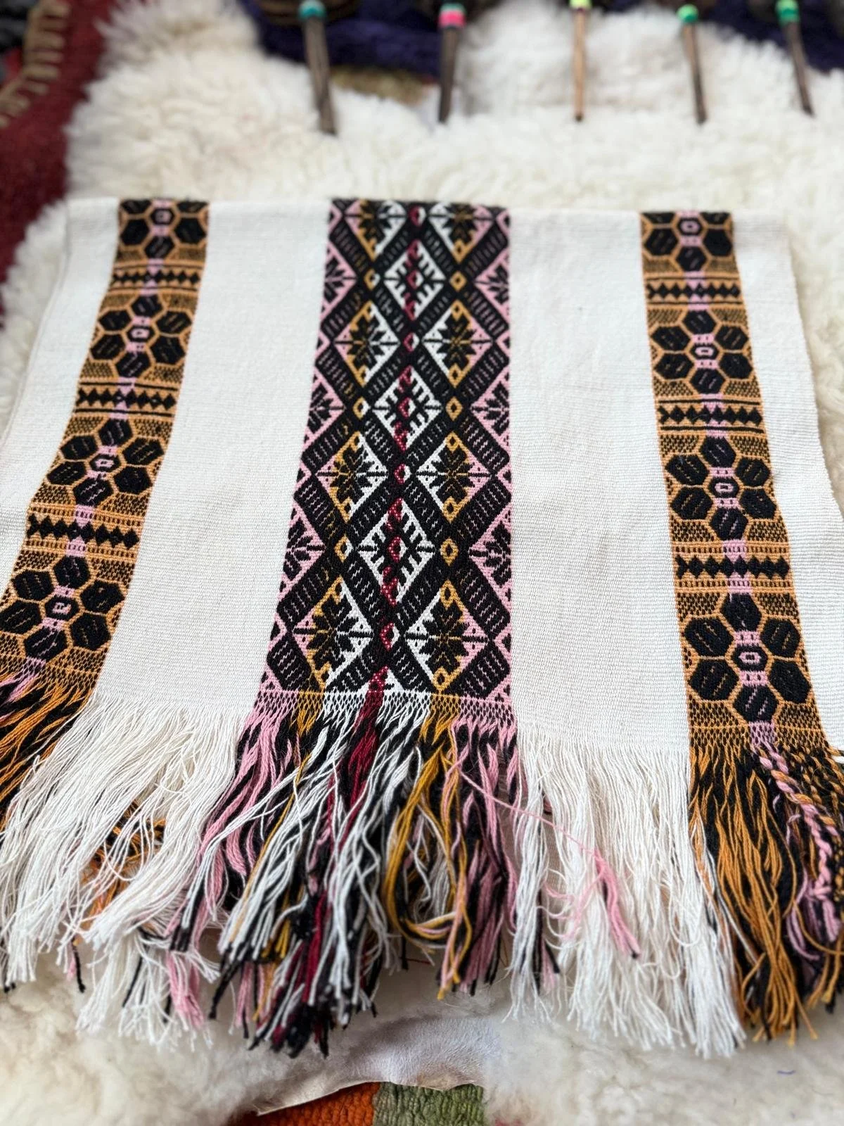 Andean Camino De Mesa/Table Runner (Heart of Mother Earth & Flowers)