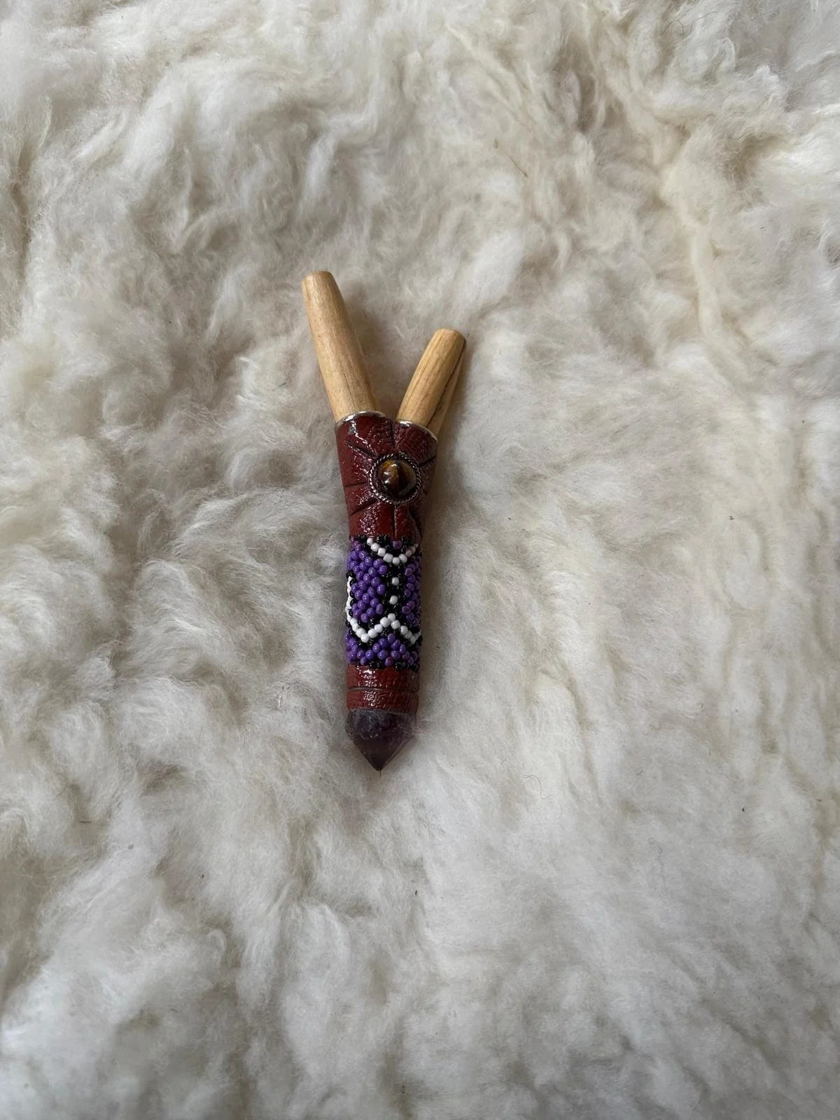 Shipibo Palo Santo Amethyst Kuripe