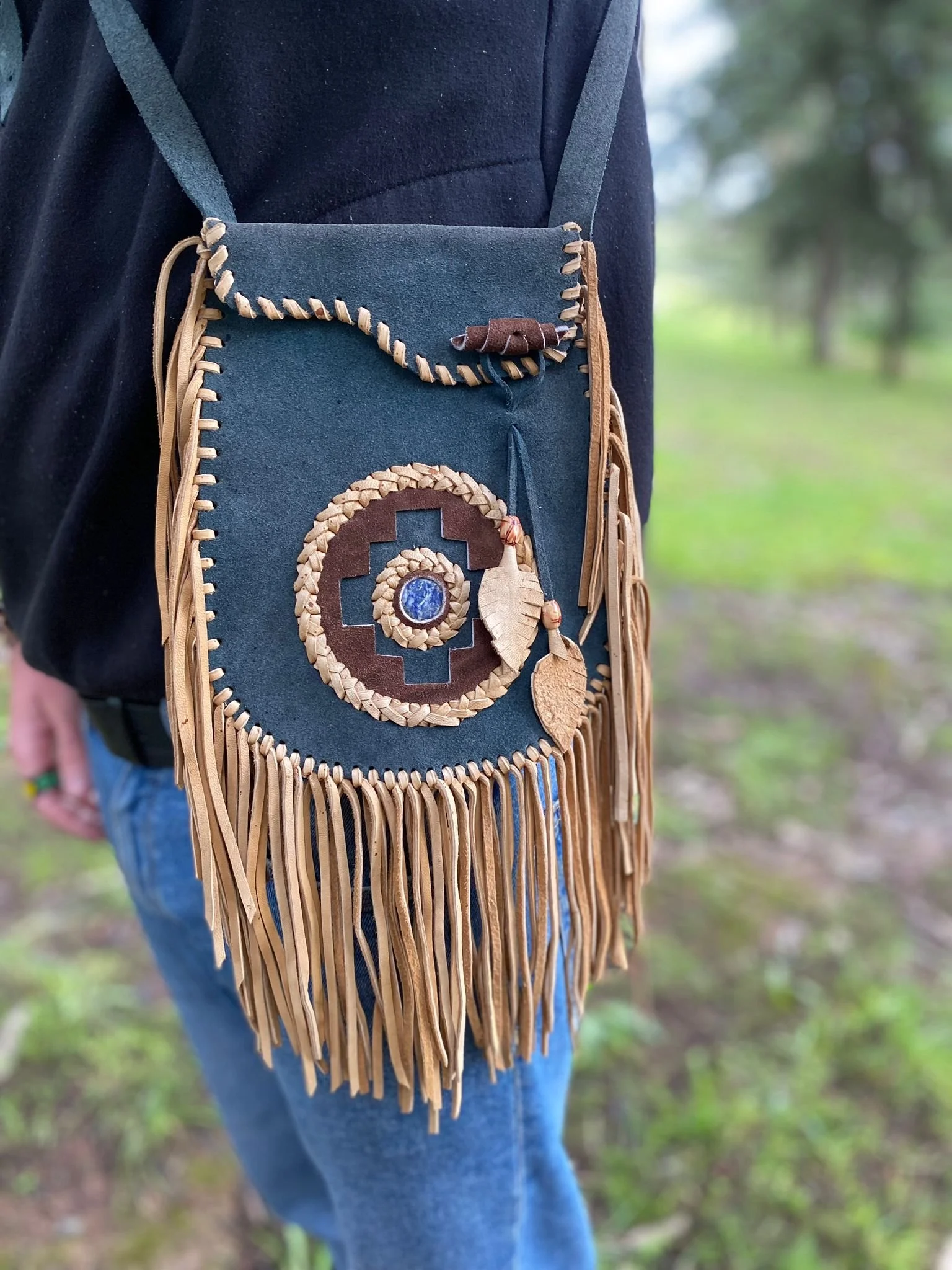 Leather Medicine Bag (Green)