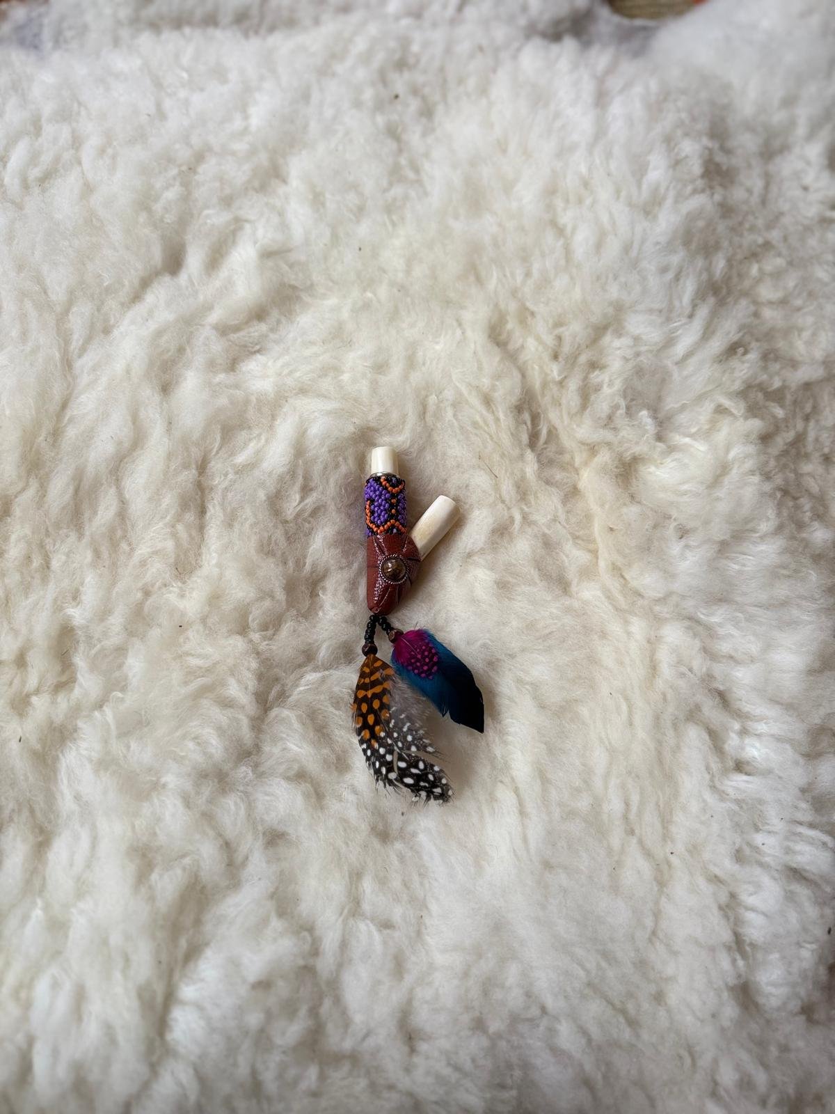 Shipibo Bone and Feather Kuripe