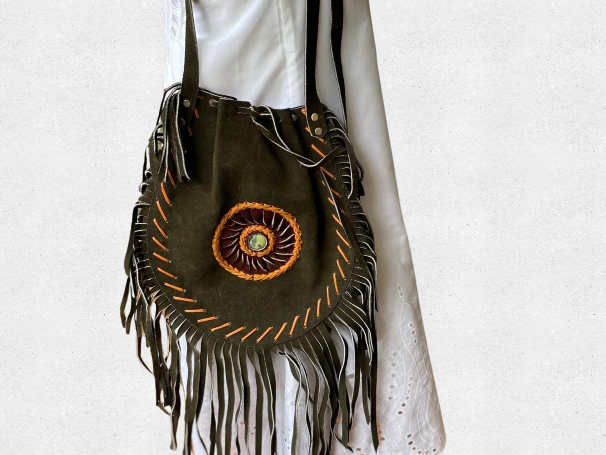Leather Medicine Bag - Green