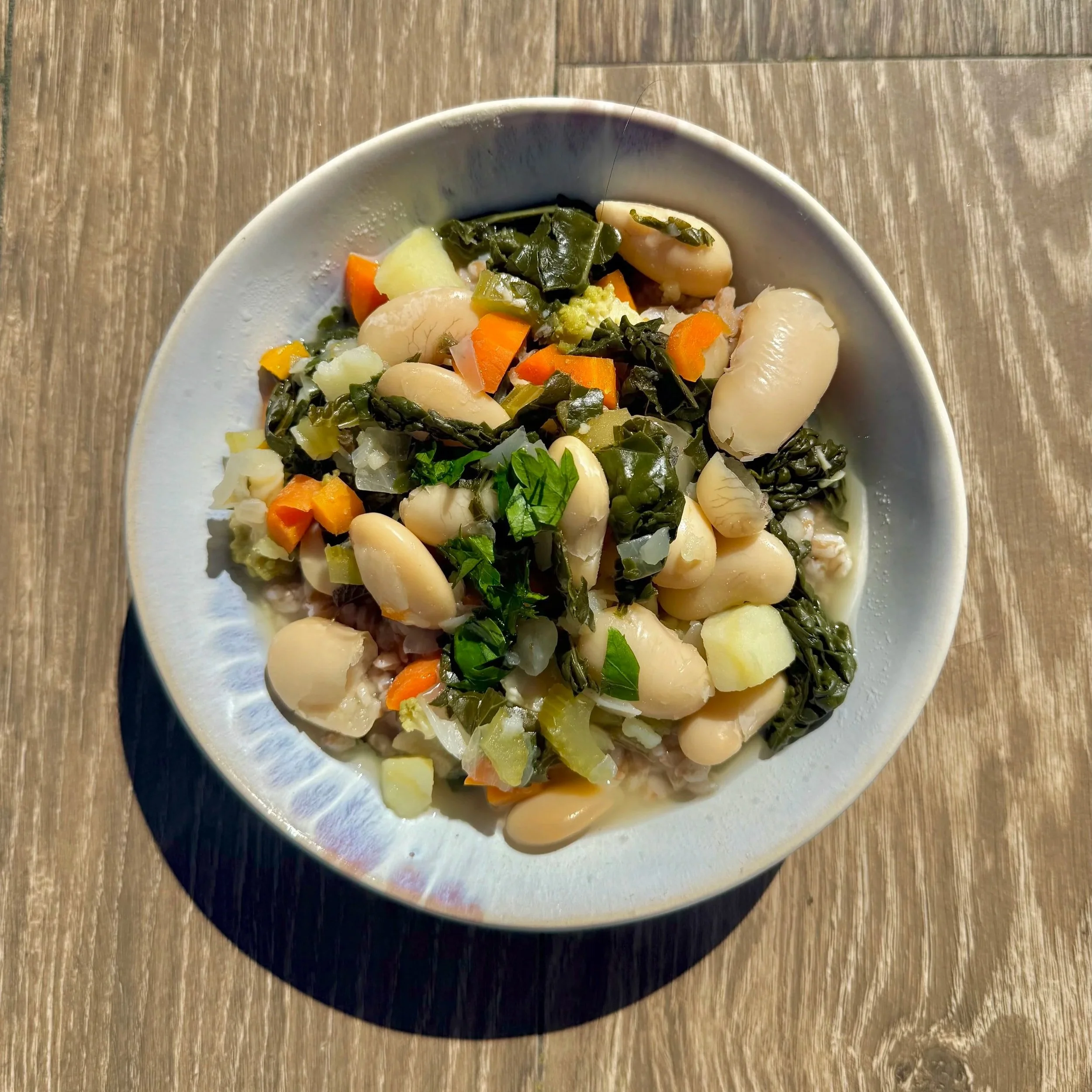 a bowl of lime bean stew