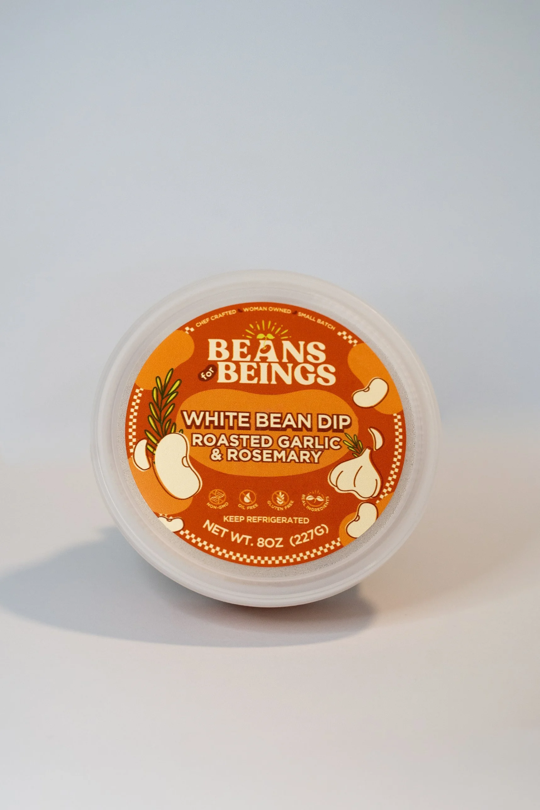 Beans for Beings Roasted Garlic & Rosemary White Bean Dip 8 oz tub