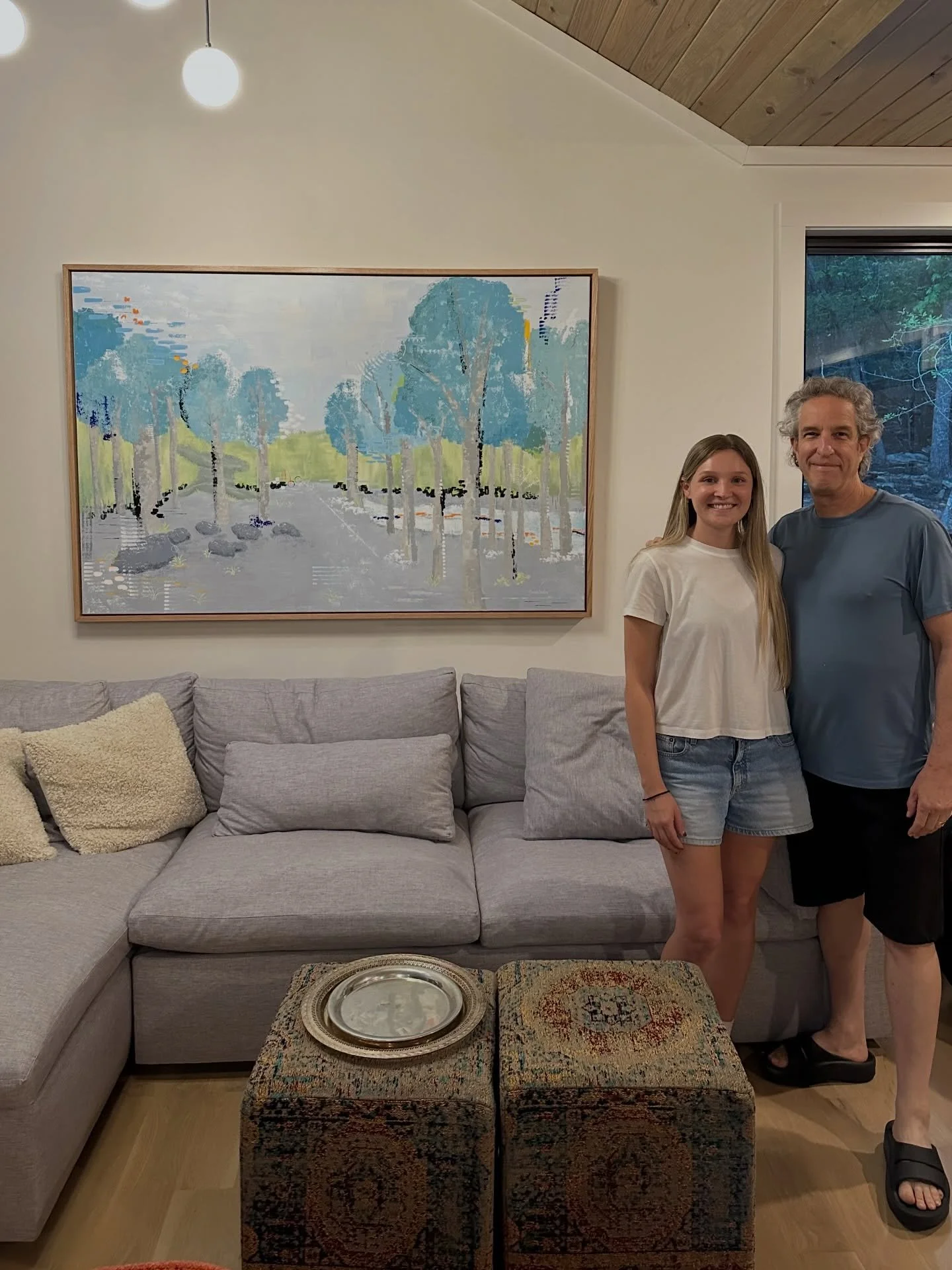I had so much fun creating this commission piece. Steve &amp; Judi live on a beautiful property up in the Georgia mountains and wanted something that captured the elements of the natural landscape surrounding them in a style that matched their modern