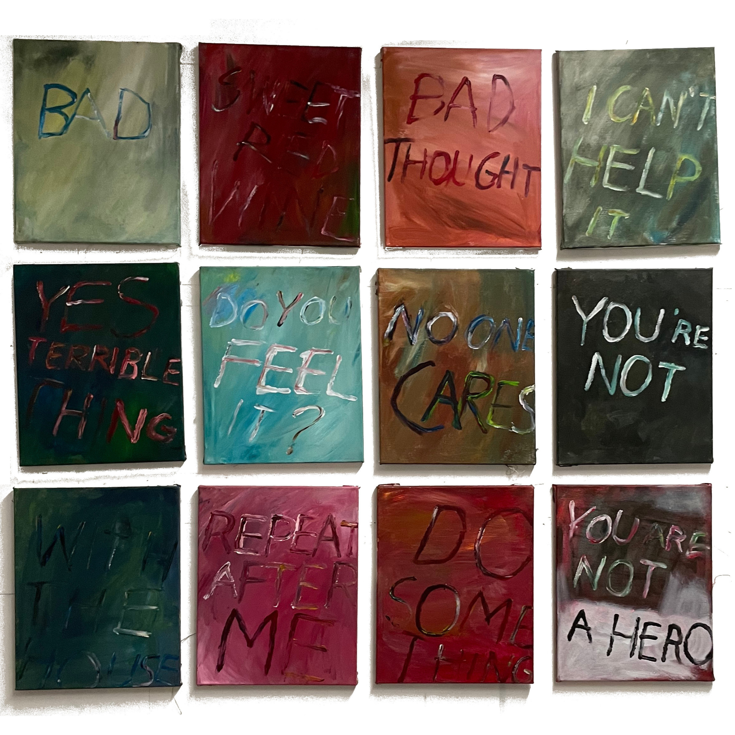 Text Composition 1, 2021
Acrylic on canvas, 12 panels, 50 × 40 cm each