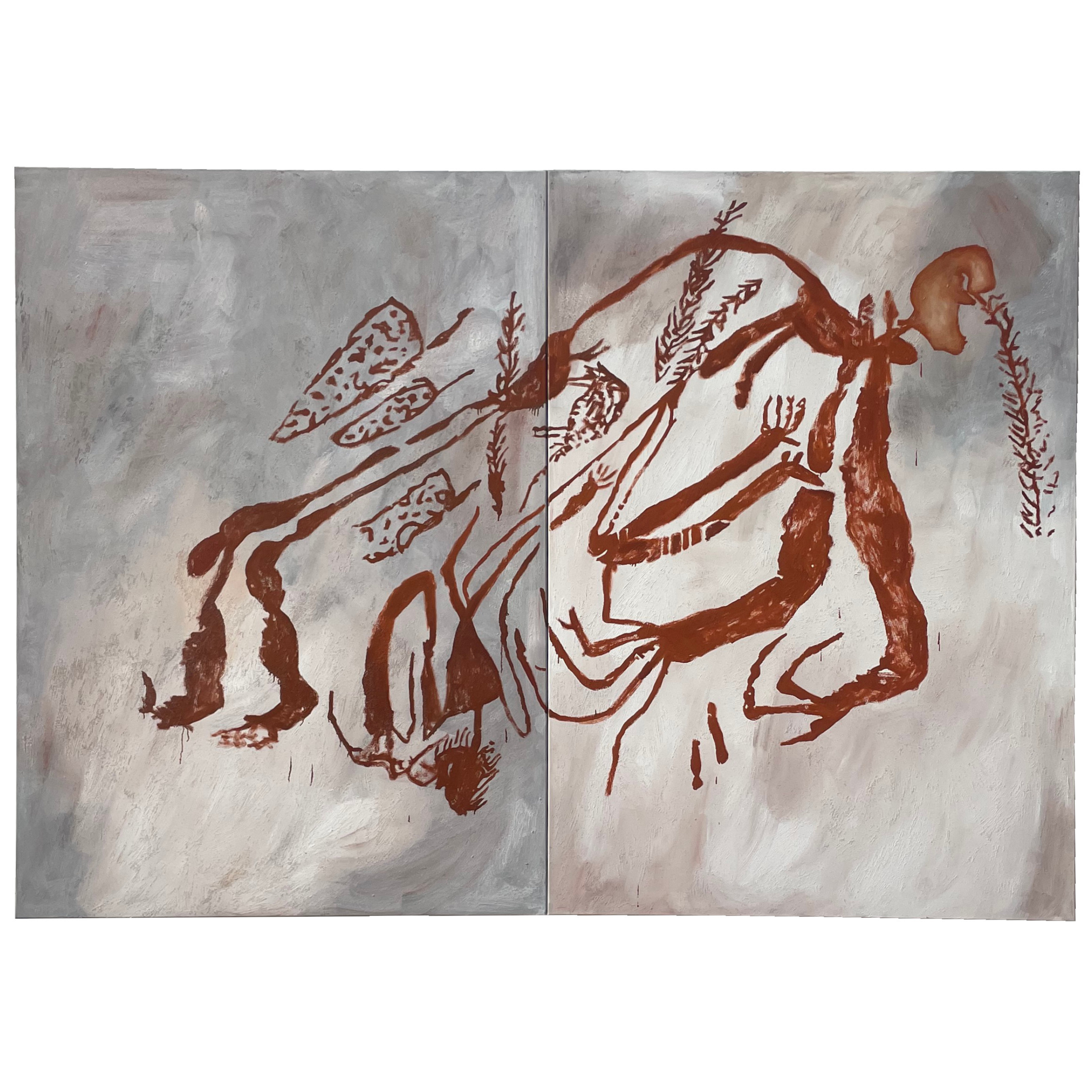 Ubirr Rock Painting, 2023
pigment, oil paint and sand on canvas — 200 x 280 cm