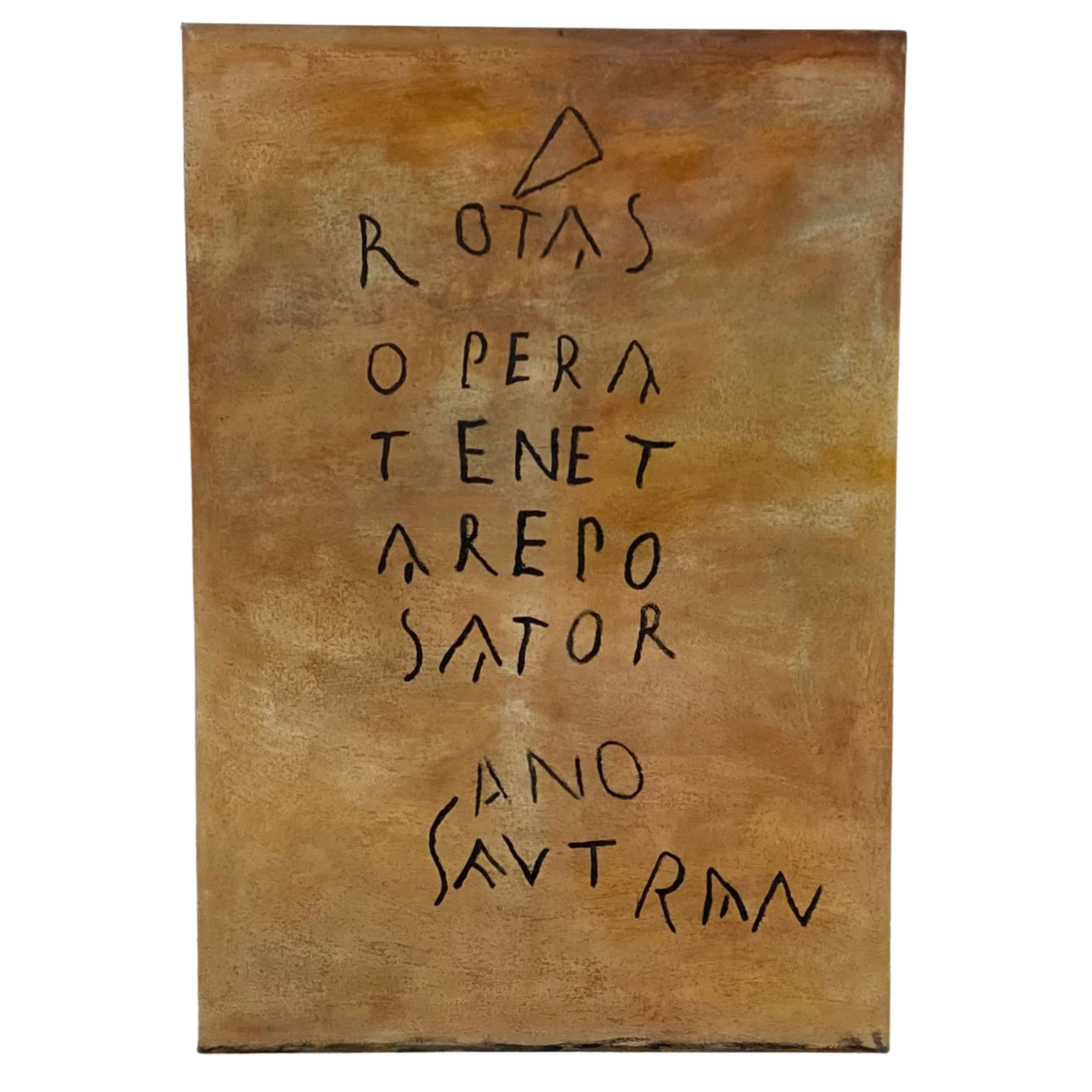 ROTAS OPERA TENET AREPO SATOR, 2026
Sand, gesso and oil on canvas — 110 x 76 cm