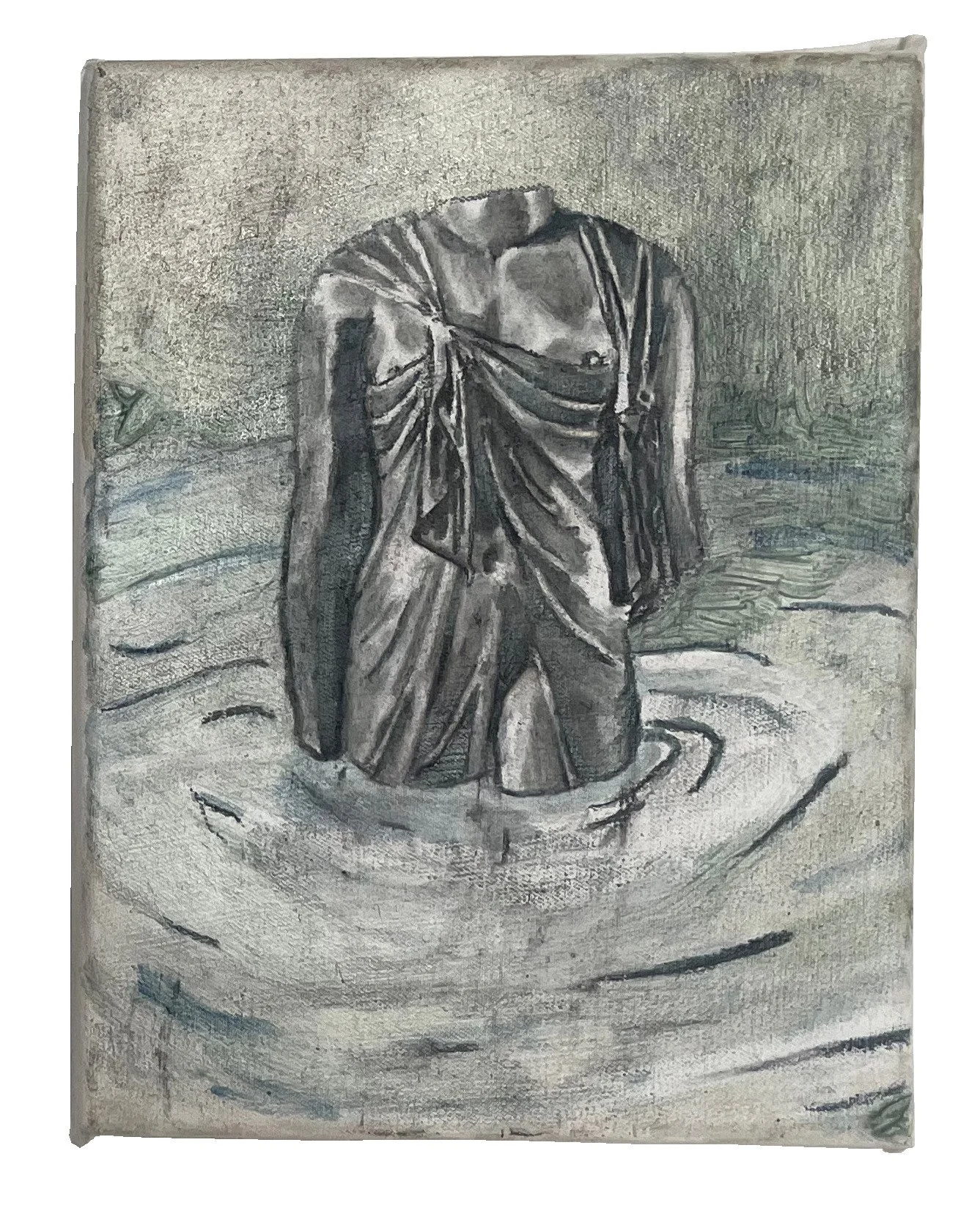 Goddess 1, 2023, charcoal and oil on canvas - 24 x 18 cm