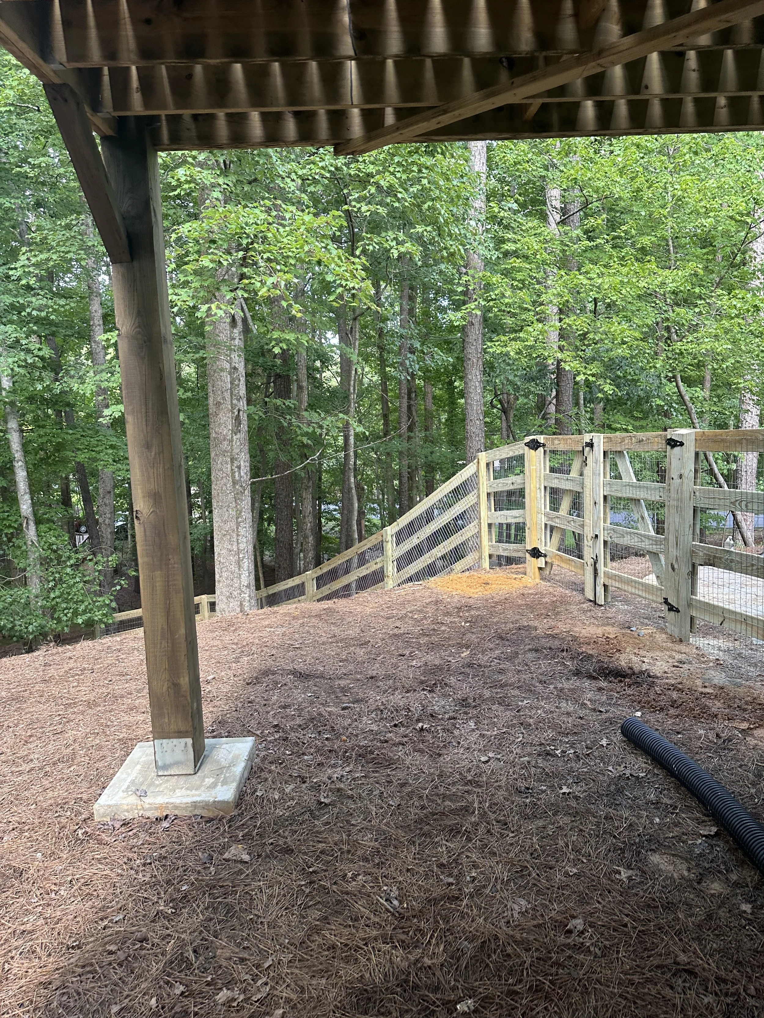 4 board ranch rail fence with 4x4 posts, and galvanized wire mesh
