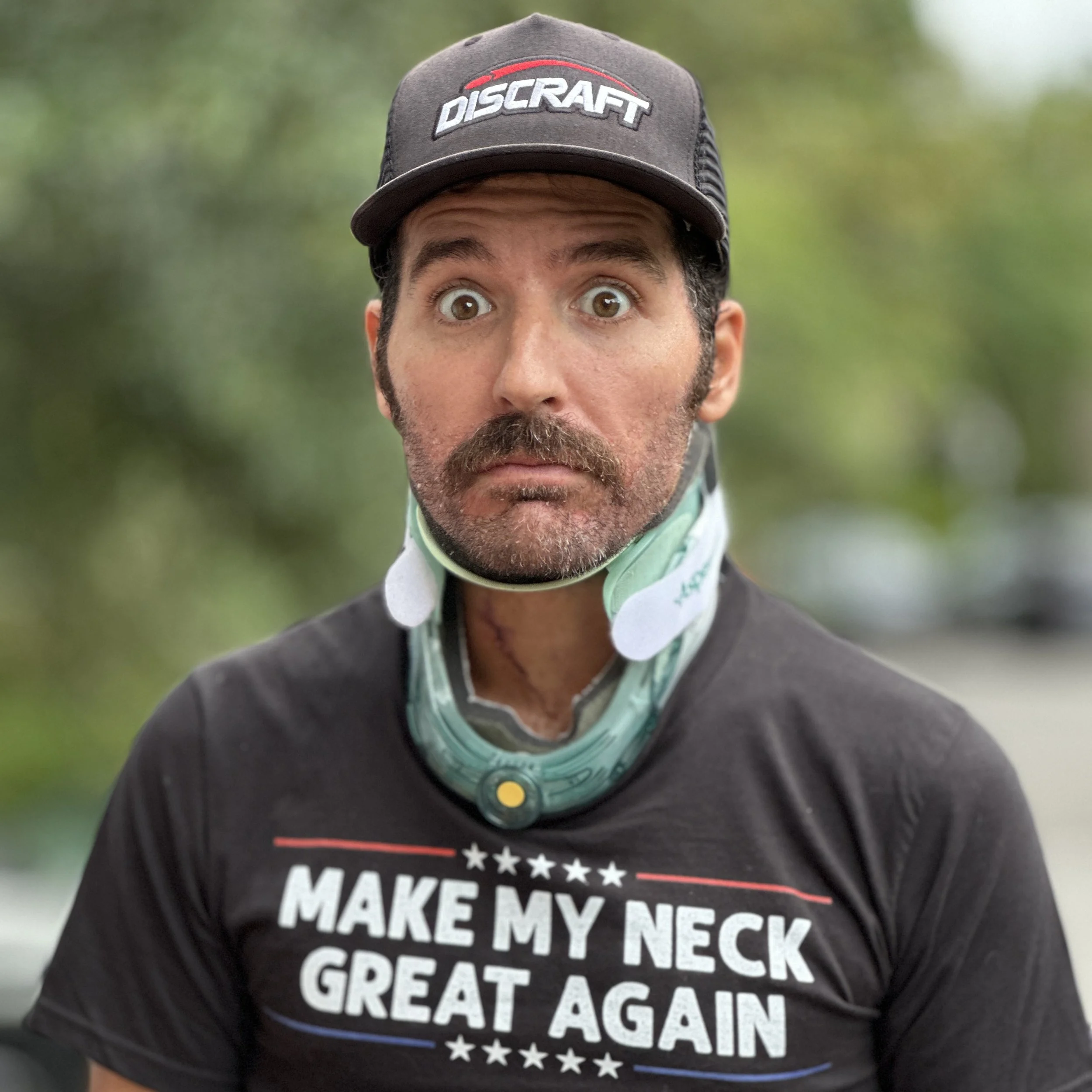 Portrait of David Stead wearing a Discraft hat outdoors.