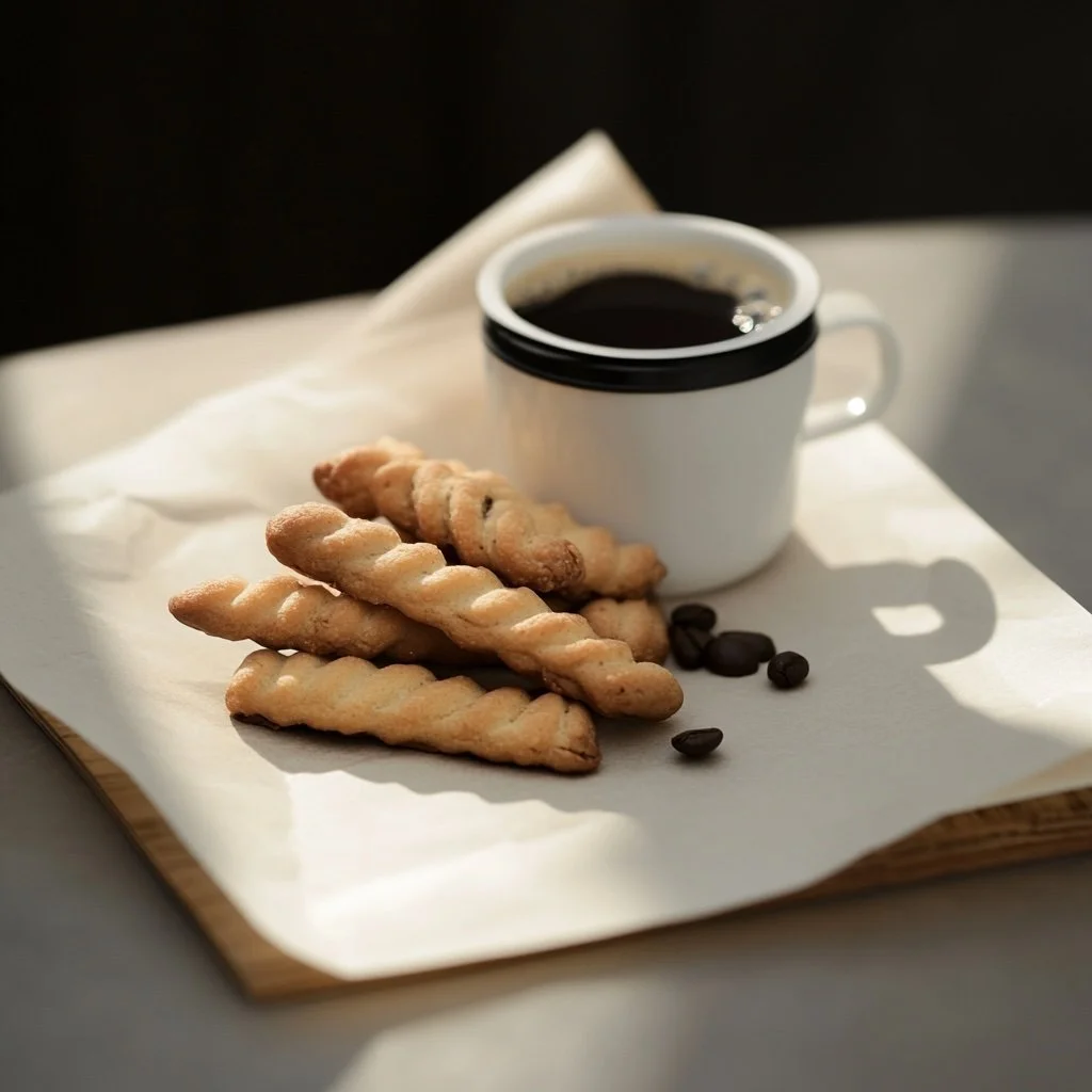 Cup of black coffee with Helaney's Wine Biscuits