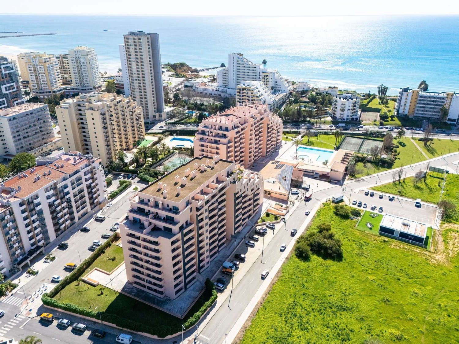 Aerial view of Praia da Rocha in Portimão