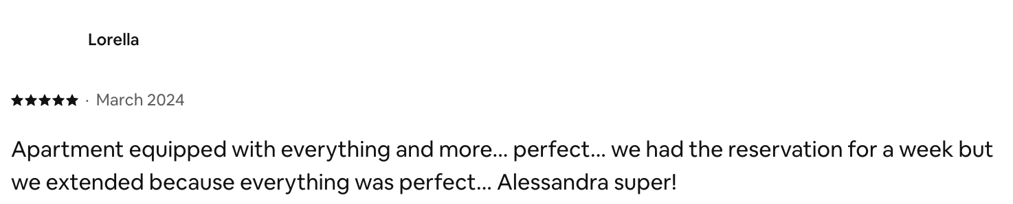 Airbnb review screenshot