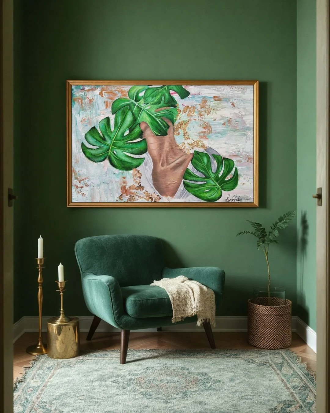 Monstera Dreamscape – Stretched Canvas Print of Rest, Rejuvenation & Nature’s Cycles