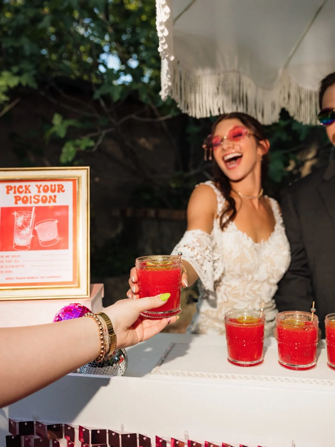 DISCO BRIDE MODE: ACTIVATED 🪩💍✨ 

The Mini Peach pulled up and knew exactly what to do &mdash; with drinks flowing &amp; disco balls spinning, the dance floor never stood a chance! 🍑🥂💃

📸 🪩 Proof we know how to party: Captured by the incredibl