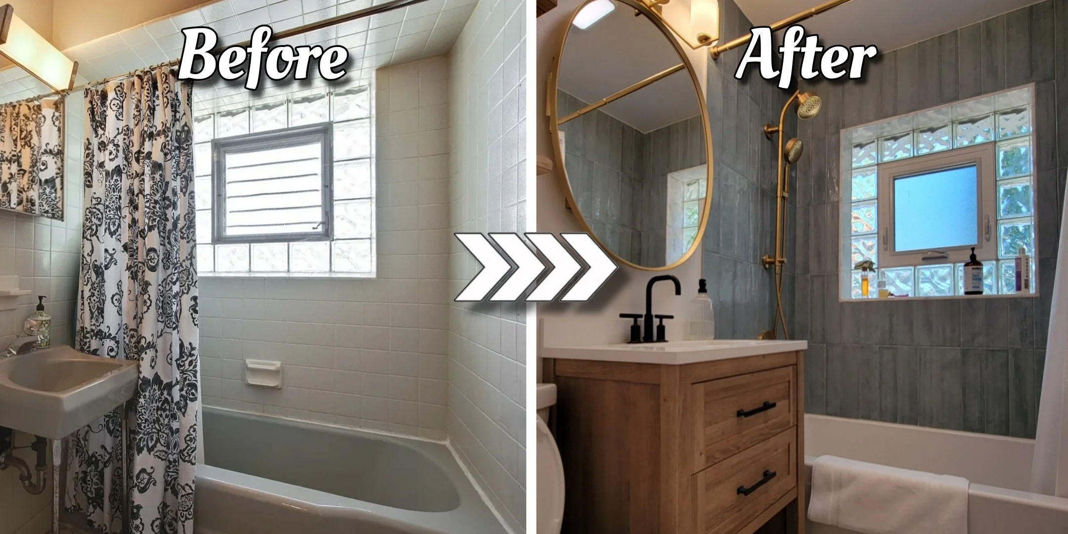 Contemporary bathroom remodel in Mount Prospect featuring greenish-blue vertical subway tiles, high-end Kohler fixtures, and marble tile flooring.