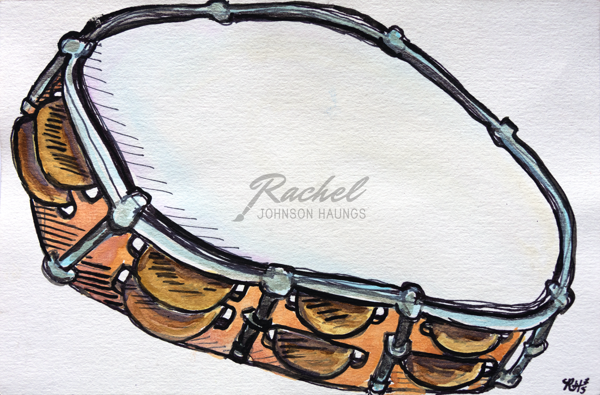 RachelJHaungs_The-Band-Tambourine_8.5x5.5-music-painting-drawing.png