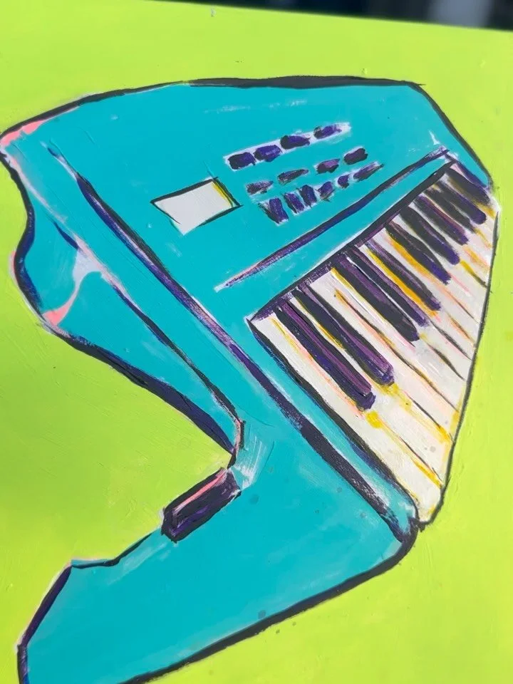 Just a little update from The Band 🎶 

Any fellow former band nerds or audiophiles out there looking for vivid art made just for them? Follow me for more of exactly that 🎹 🪈
&mdash;&mdash;&mdash;&mdash;&mdash;&mdash;

The Band is an expressive ret