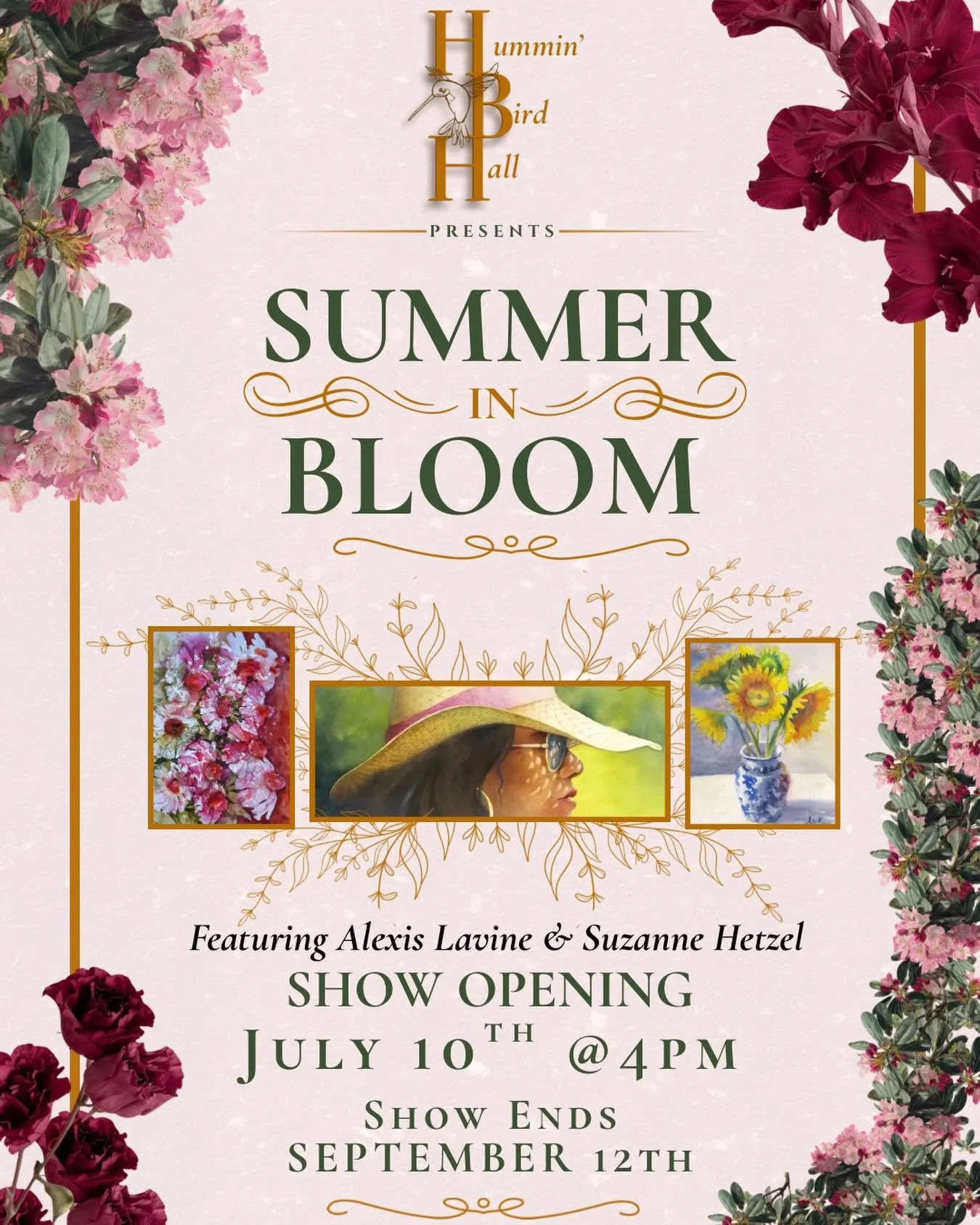 Summer in bloom Juried Exhibit at Hummin' Bird Hall - Griffith Art Museum at Red Oak Brewery