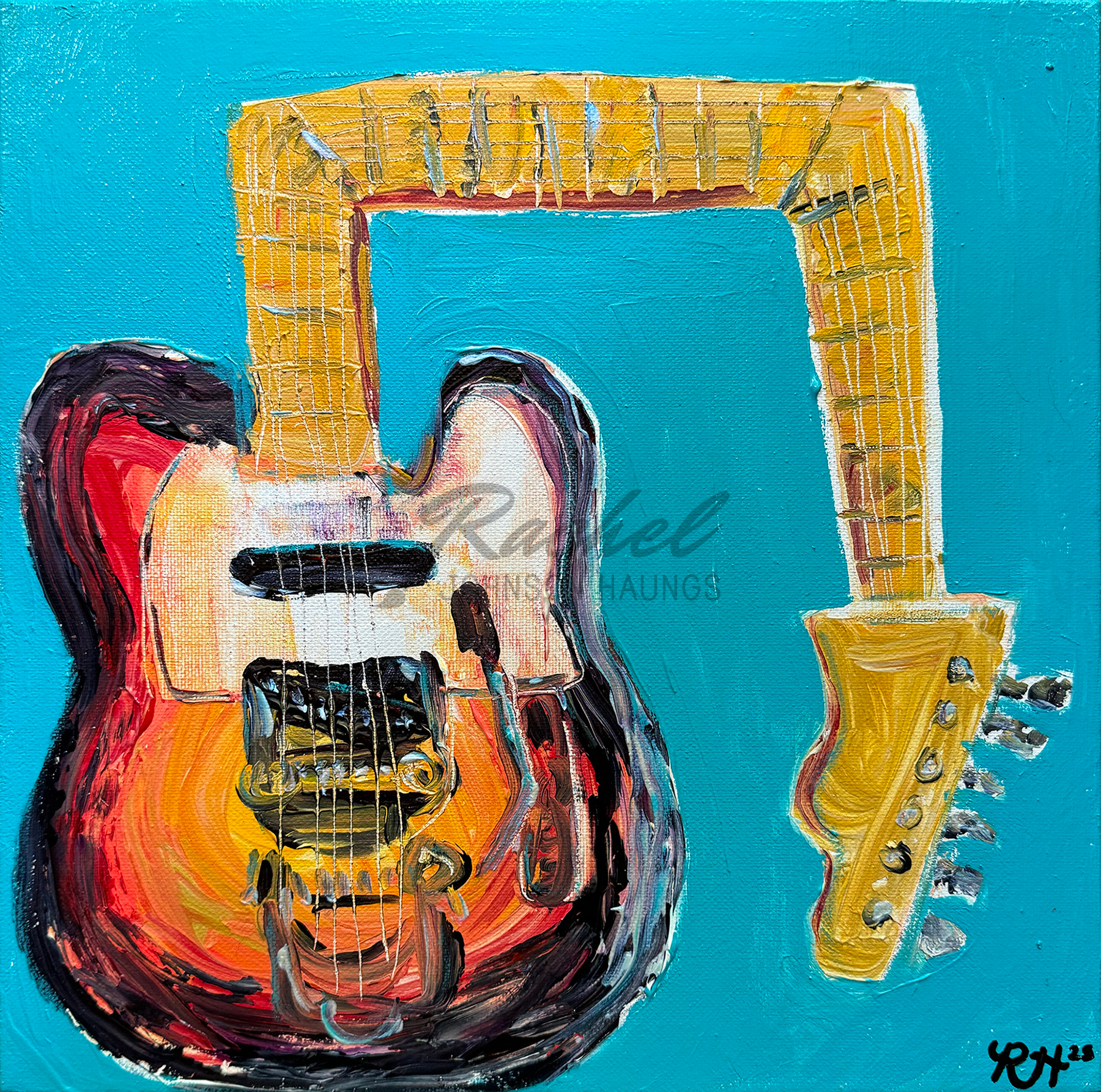 RachelJHaungs_The-Band-Tobacco-Tele_12x12-music-painting-drawing-guitar.png