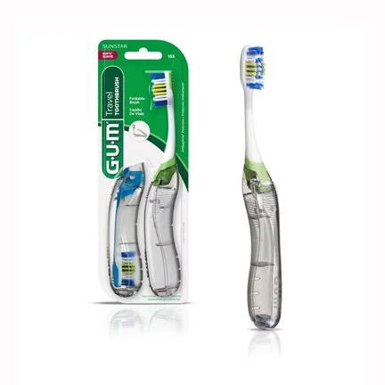 GUM Folding Travel Toothbrush, Compact Head + Tongue Cleanser