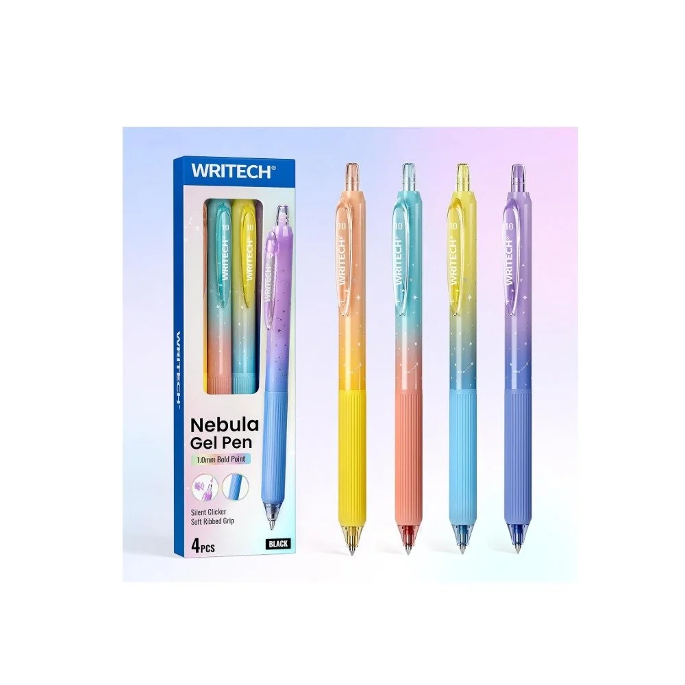 WRITECH Gel Pens Bold Point: 1.0mm Black Ink Retractable