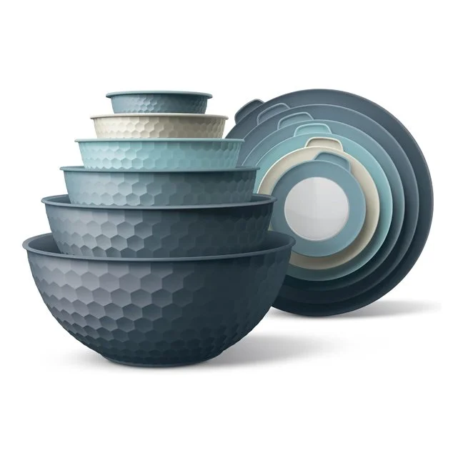 Mixing Bowls with Lids - 12 Piece Plastic Nesting Bowls Set