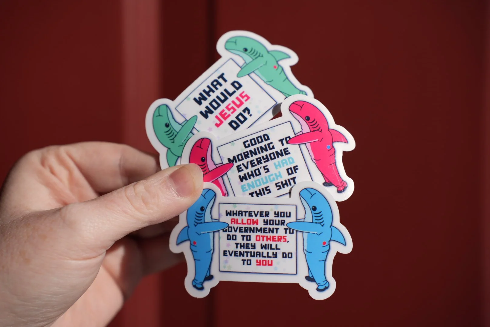 Shouting Sharks Sticker