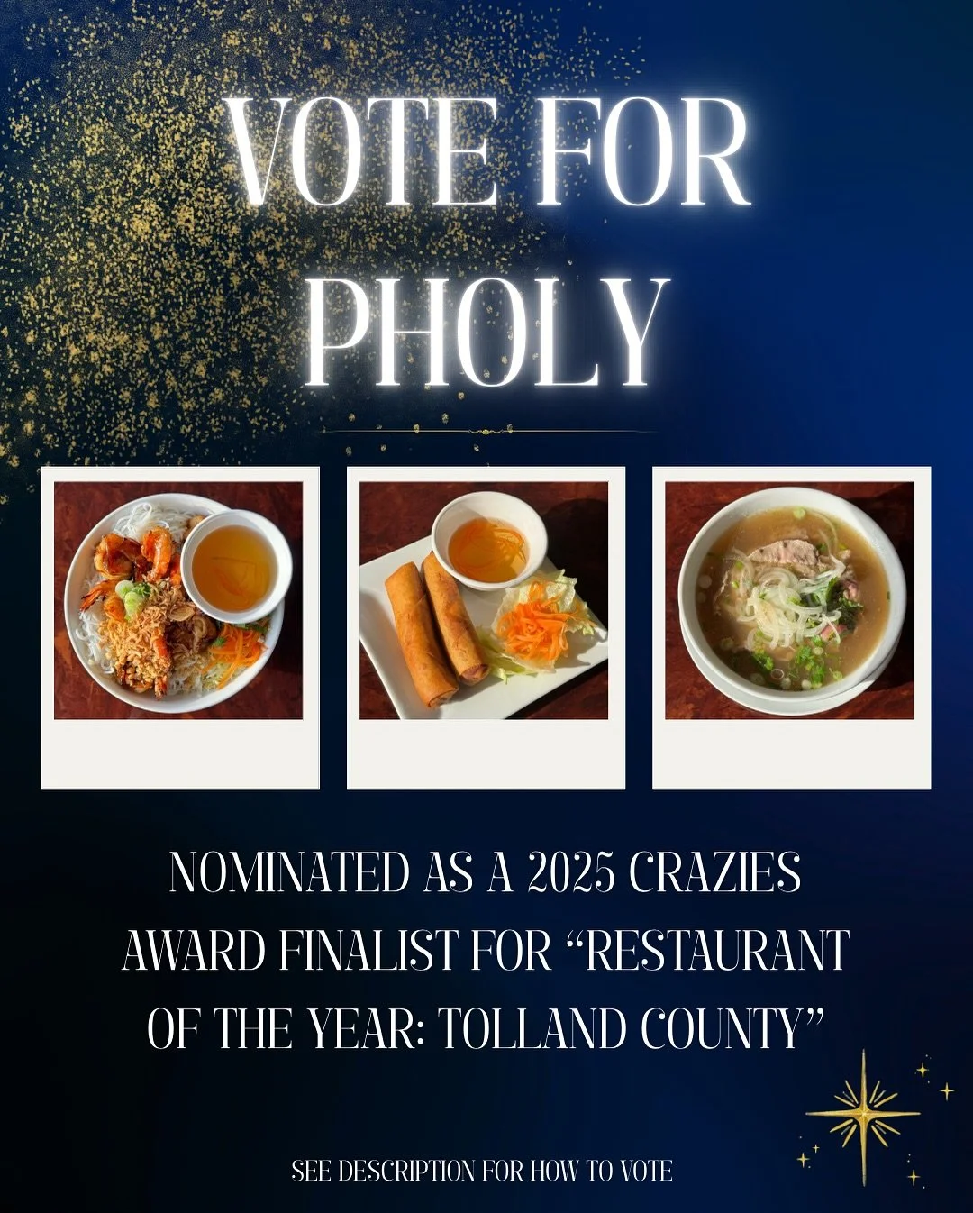 WE&rsquo;VE BEEN NOMINATED FOR &ldquo;RESTAURANT OF THE YEAR: TOLLAND COUNTY&rdquo;⭐️⭐️

Our family and team can&rsquo;t thank you all enough for the support you have shown for our restaurant!!&hearts;️ We are incredibly grateful to even be recognize