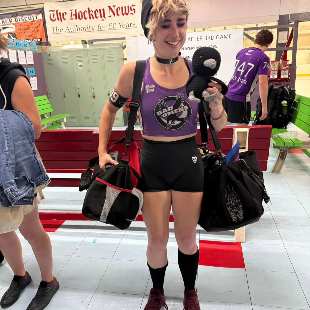Late upload, but I officially have an entire second roller derby season under the belt! We went out to Hartford CT and made Bangor proud-- we skated hard and knocked people over and came back with a Win to close out our season.  Catch me running into