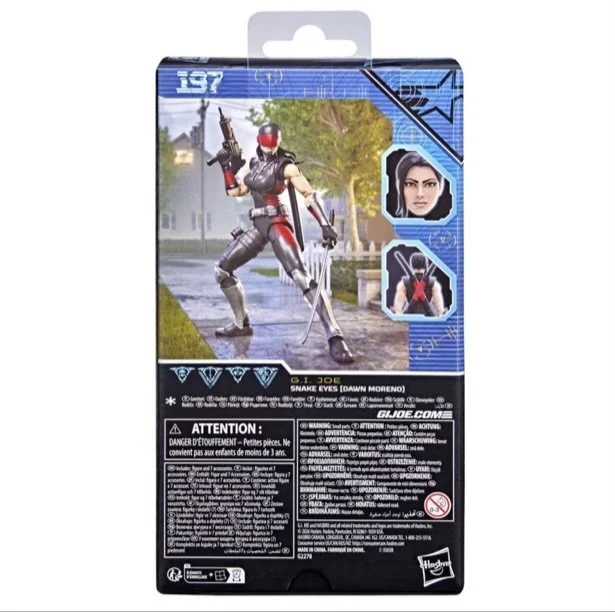 G.I. Joe Classified Series #197 Snake Eyes (Dawn Moreno) 6-Inch Action Figure Back of box