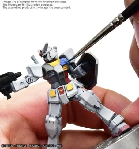 Gundam Assemble 01 Paint Pack Closeup of figure being painted