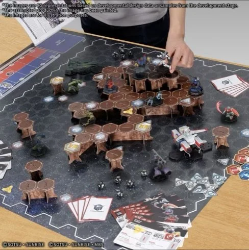 Gundam Assemble 01 Deluxe Set View of board game setup on table