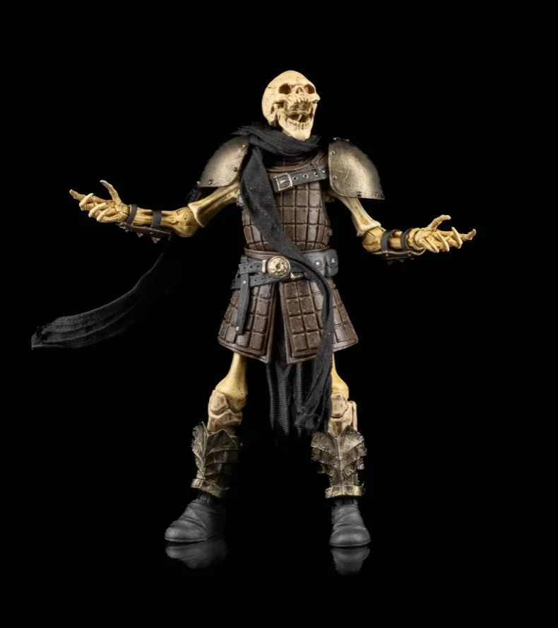 Mythic Legions: The RolePlaying Game Rix – Skeleton Thief Figure Dynamic pose unmasked