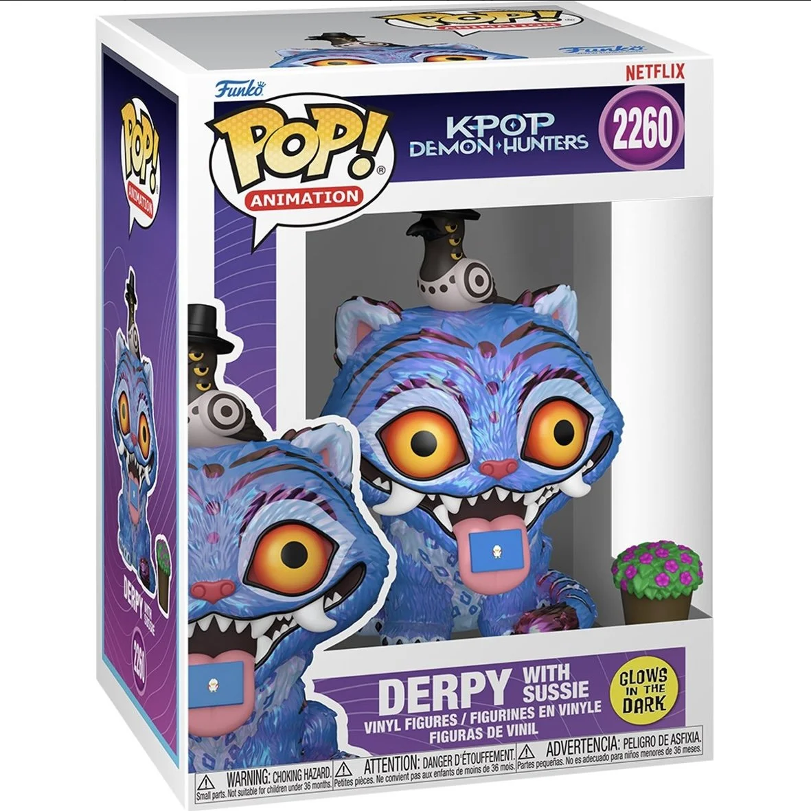 KPop Demon Hunters Derpy Tiger with Sussie Crow Funko Pop Box