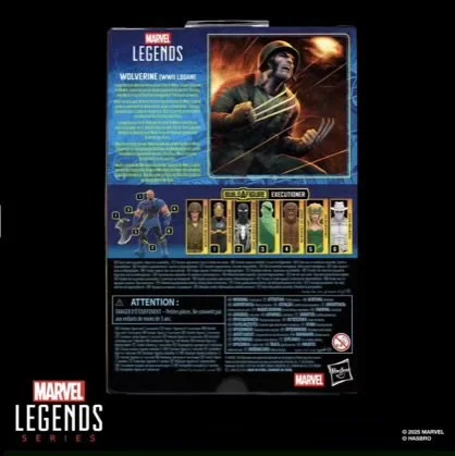Marvel Legends Series Wolverine (WWII Logan) X-Men Comics 6-Inch Action Figure Back of box