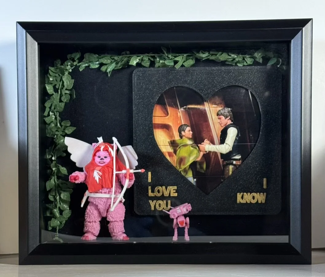 Star Wars Love Themed Shadow Box with Black Series Ewok & BD Droid Main