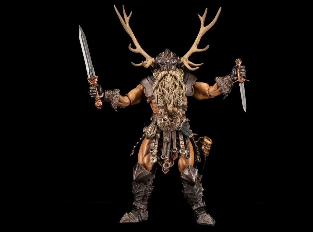 Mythic Legions: Reinforcements 3 Deluxe Barbarian Builder 2 Alt head antlers daggers
