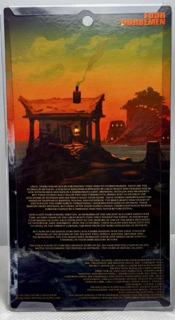 Mythic Legions Qoi Back with illustration of shed on the water